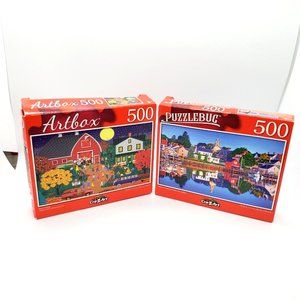 Cra-Z-Art Puzzlebug (2) 500 Piece Jigsaw Puzzles Barn Dance, Historic Portsmouth